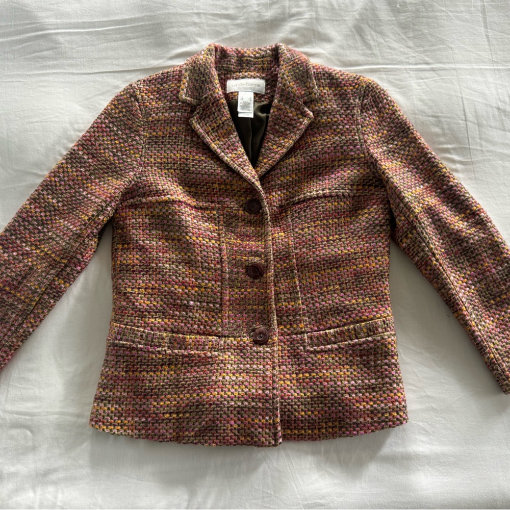 Liz Claiborne Brown and Pink Blazer Classic Tailored Style
